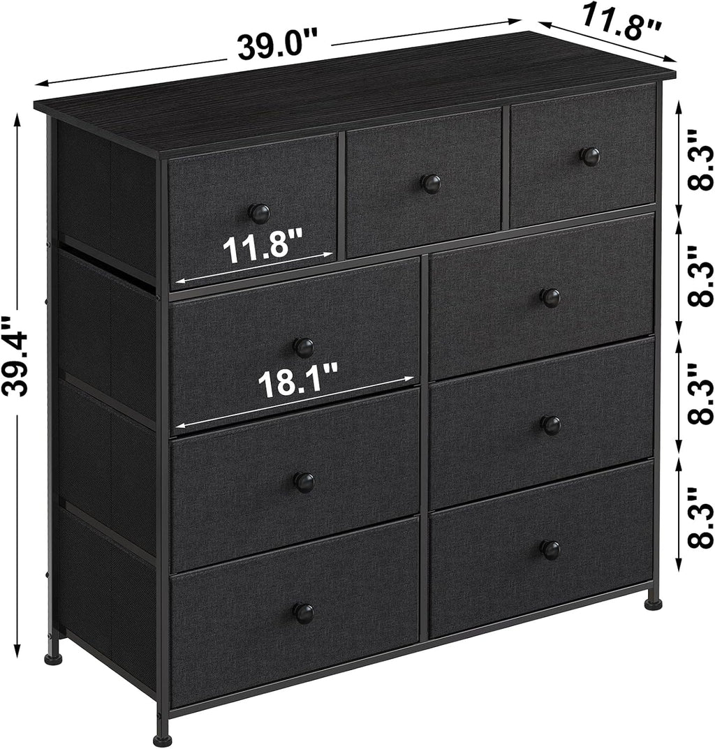 Black Grey 9 Drawer Dresser G93298
