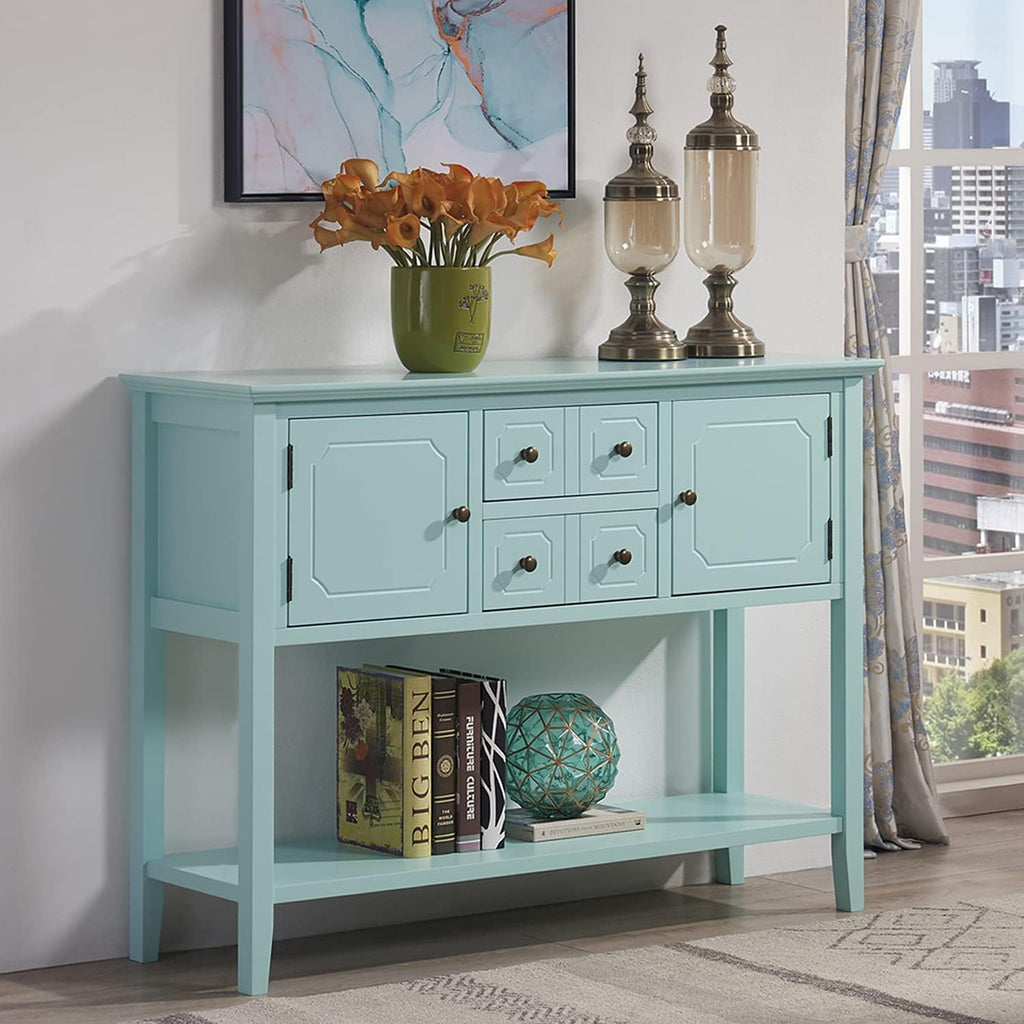 Solid Wood Console Table with 7 Drawers, 1 Cabinet and 1 Shelf F17812