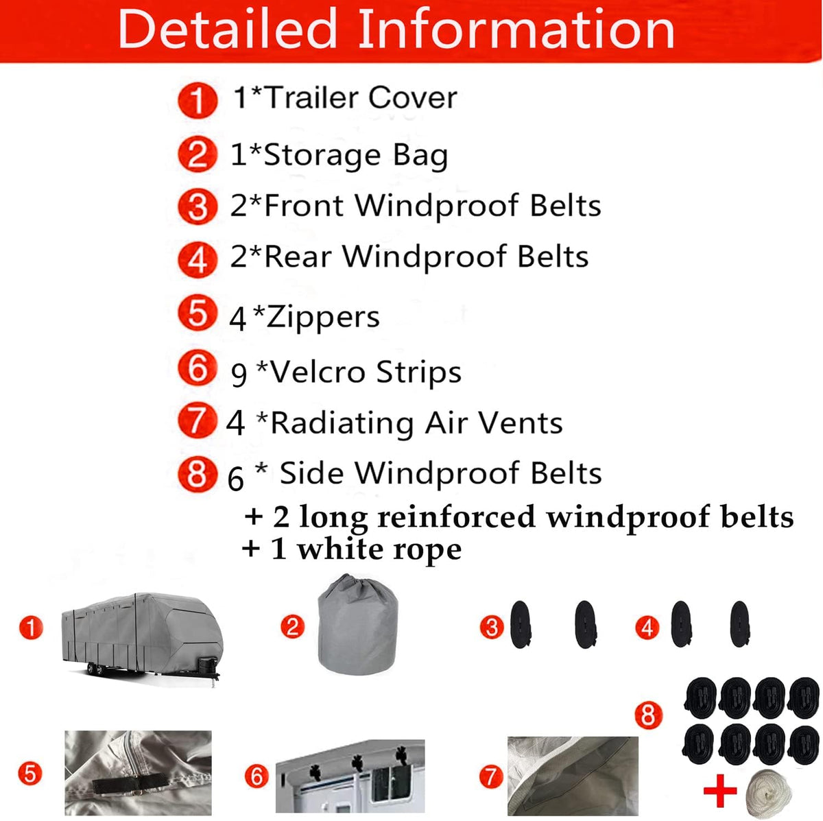 Waterproof Windproof 420D Heavy Duty Polyester Oxford RV Trailer Cover S2740