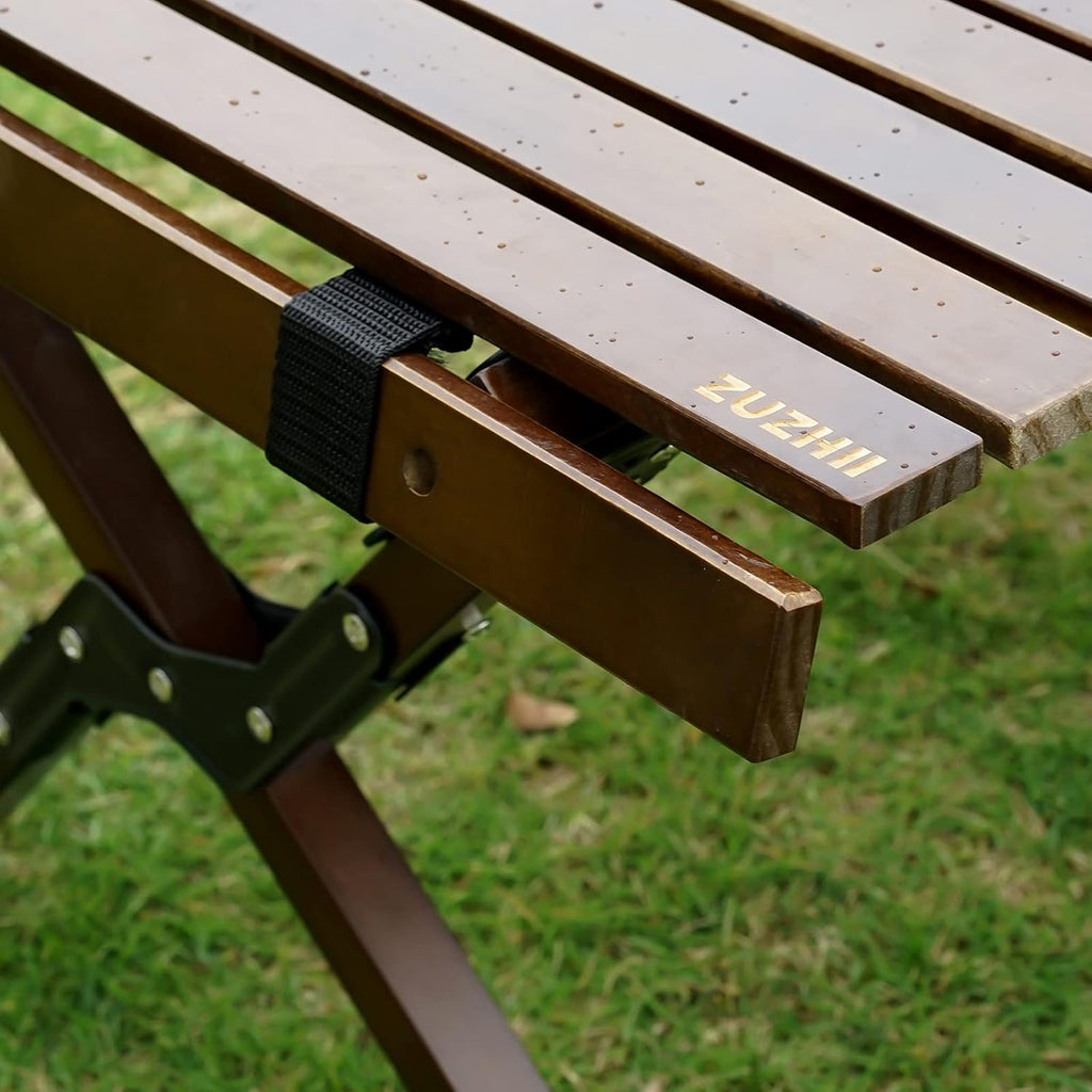 3ft Low Height Portable Folding Wooden Camping Table with Carry Bag E332844