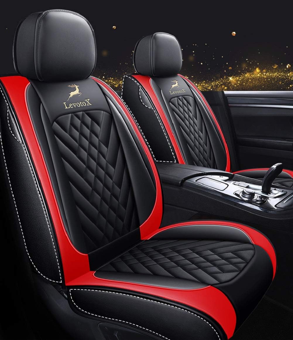 Leather Car Seat Covers 2 Seats Black-Blue E340