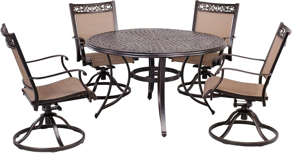 5 Piece Aluminum Patio Dining Set with 48 inch Round Table R102505