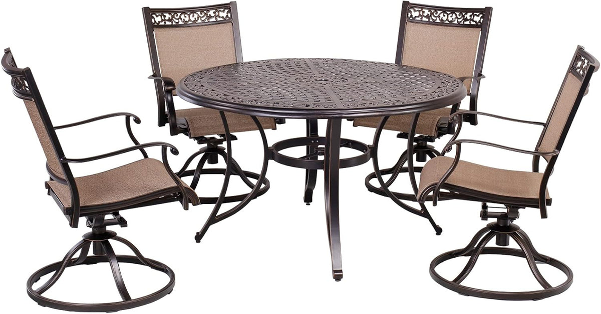 5 Piece Aluminum Patio Dining Set with 48 inch Round Table R102505