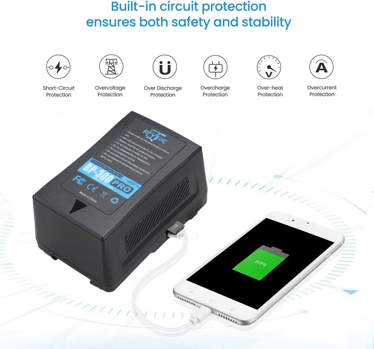 300Wh V Mount Battery with 5A D-tap Charger and D-Tap Cable B6195