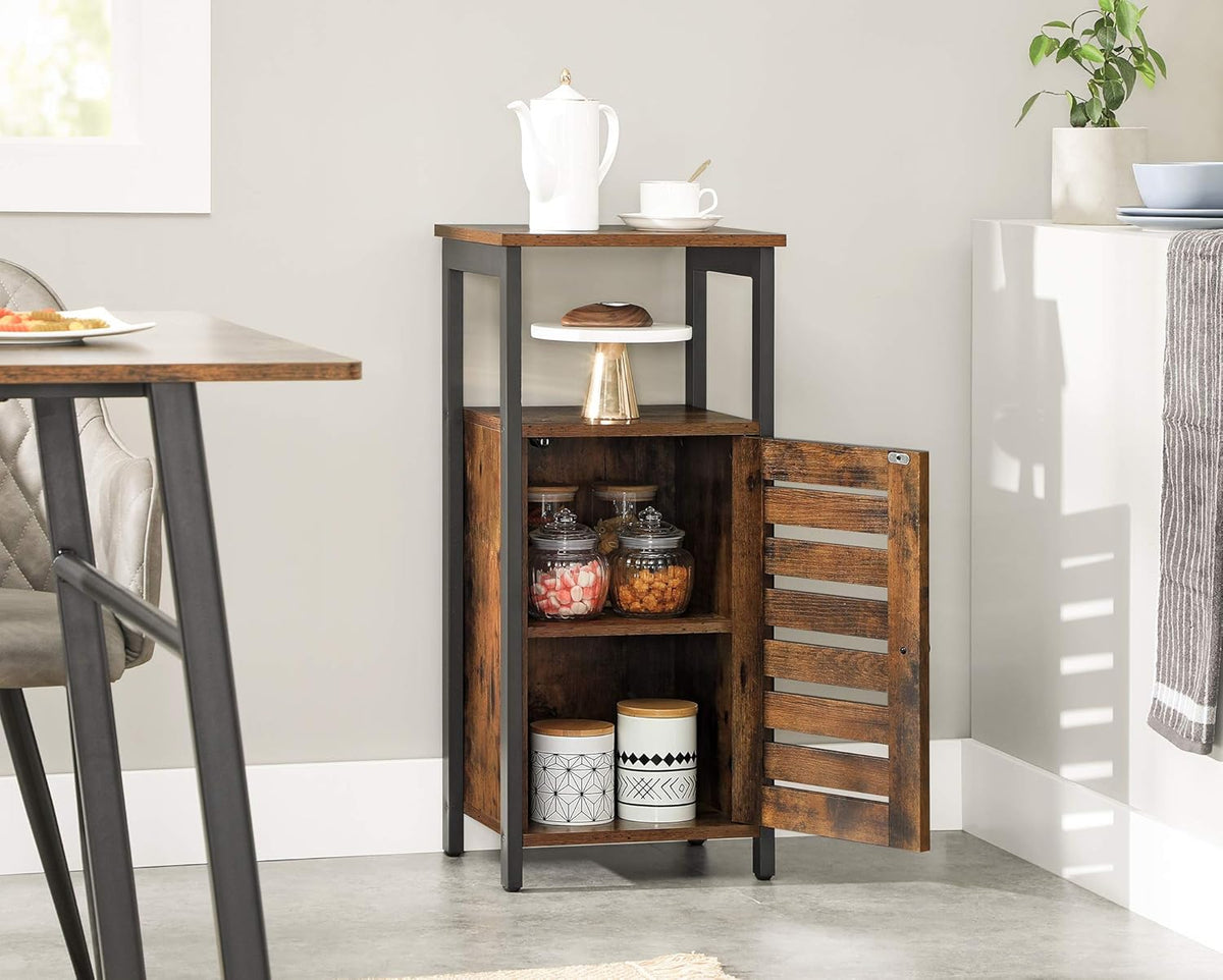 Rustic Brown Bookshelf and Storage Cabinet with 3 Shelves X5108
