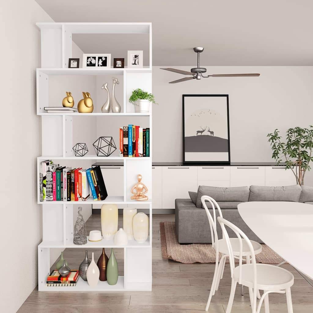 White Chipboard Book Cabinet Room Divider Z763307