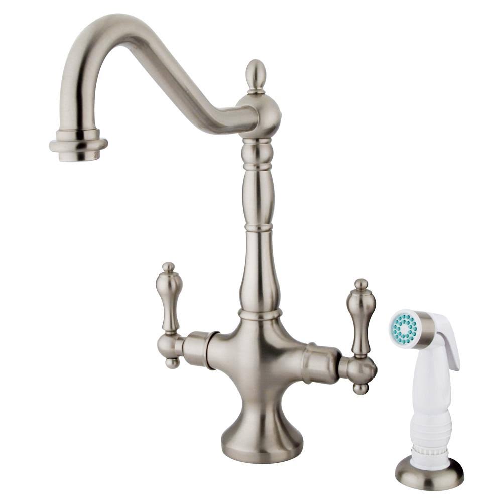 Polished Chrome Kitchen Faucet with White Sprayer L1569