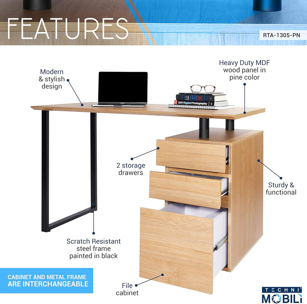 Computer Desk with Storage and File Cabinet E102