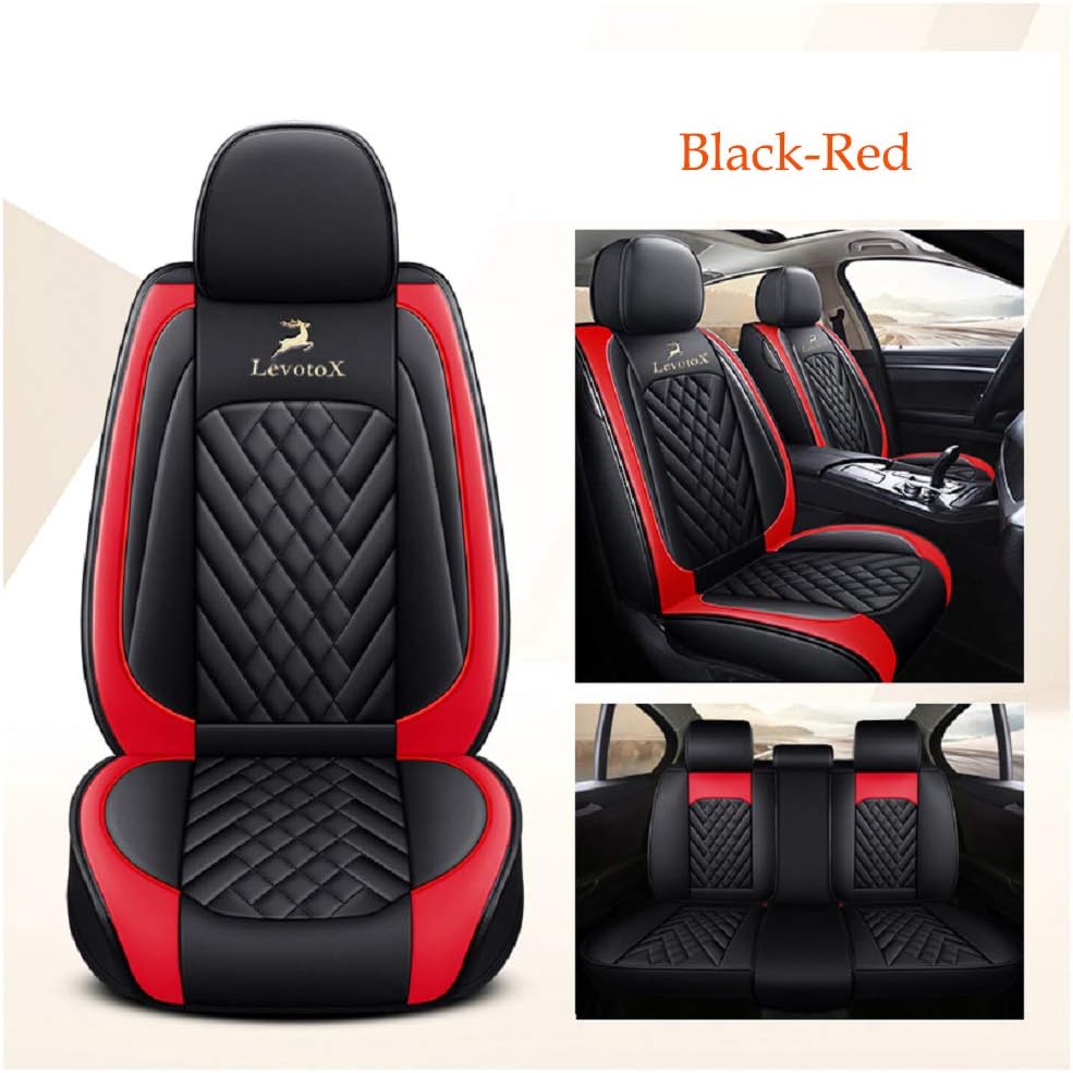 Leather Car Seat Covers 2 Seats Black-Blue E340