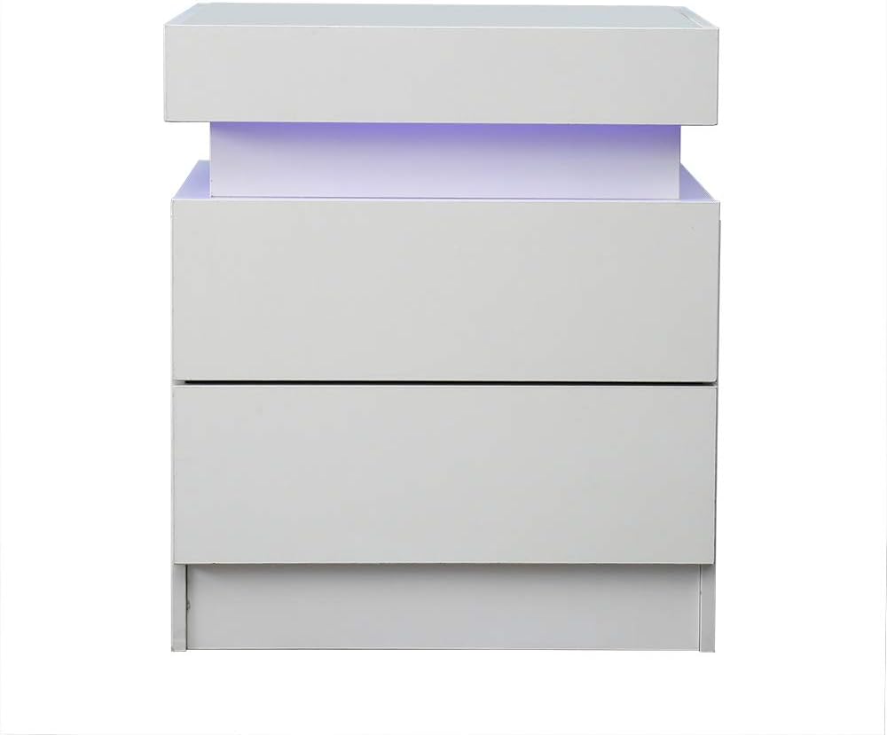 Black 2 Drawer LED Nightstand E399201