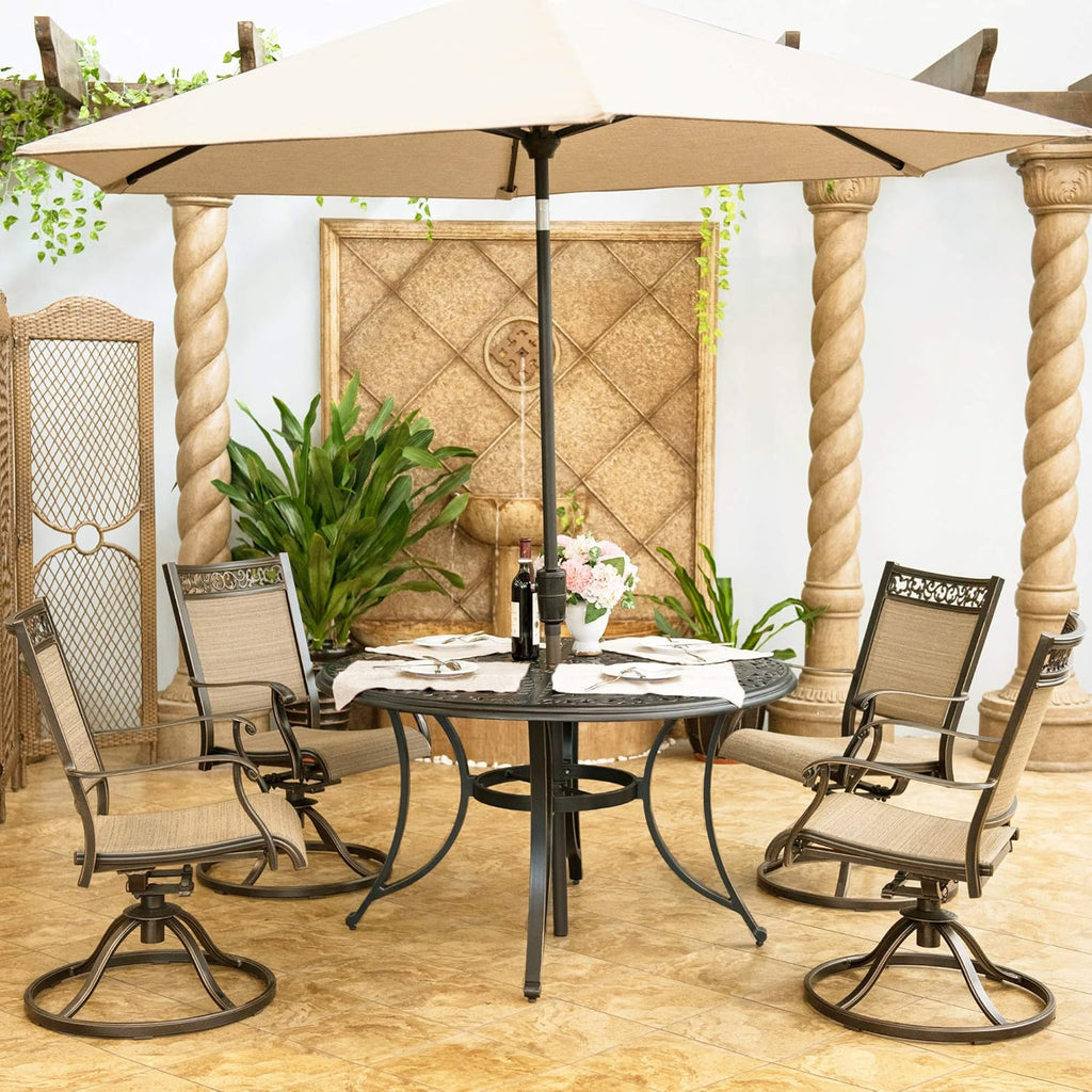 5 Piece Aluminum Patio Dining Set with 48 inch Round Table R102505