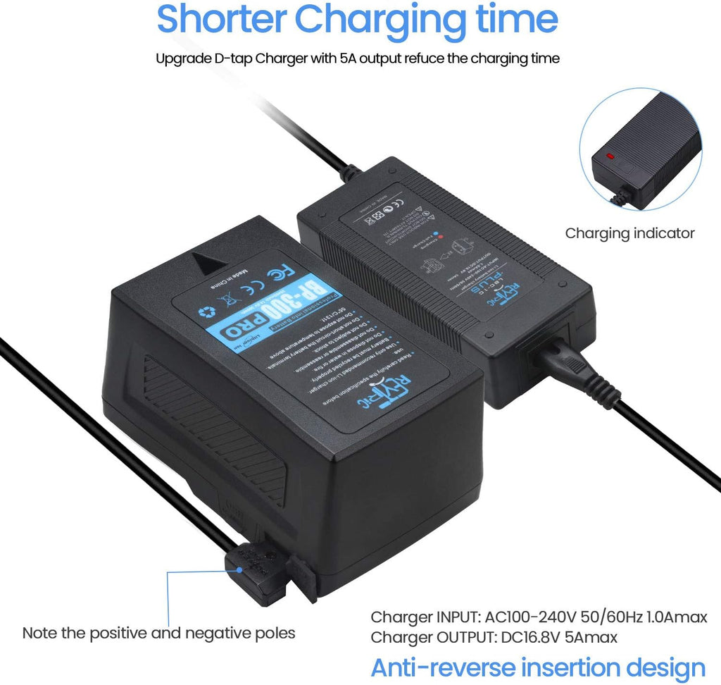 300Wh V Mount Battery with 5A D-tap Charger and D-Tap Cable B6195