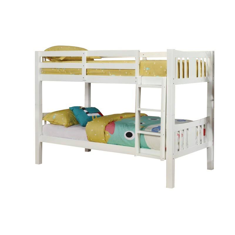 White Wood Twin Over Twin Bunk Bed J868955