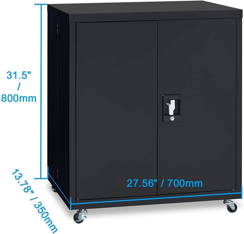 Metal Storage Cabinet with Wheels, Lock and Adjustable Shelf Z199526