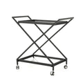 Black Tempered Glass Iron Bar Cart D4811