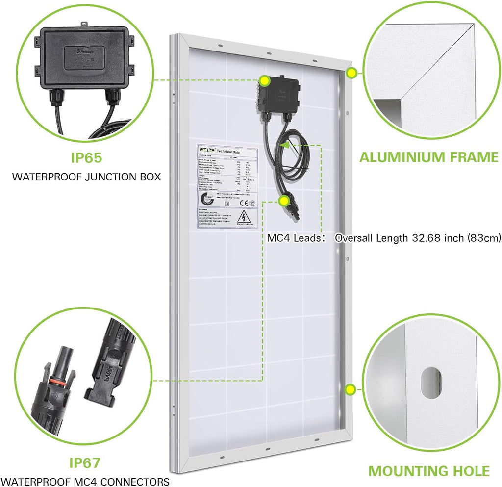 100 Watt 12 Volt Monocrystalline Solar Panel Starter Kit K84747