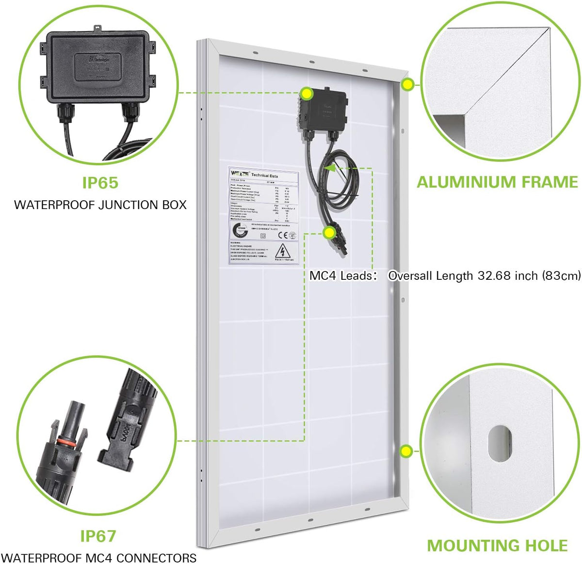 100 Watt 12 Volt Monocrystalline Solar Panel Starter Kit K84747