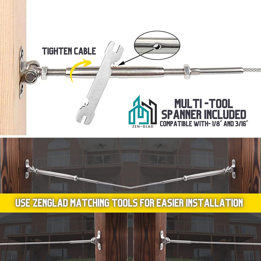 20 Sets T316 Stainless Steel Adjustable Angle Cable Railing Hardware Kit W78128