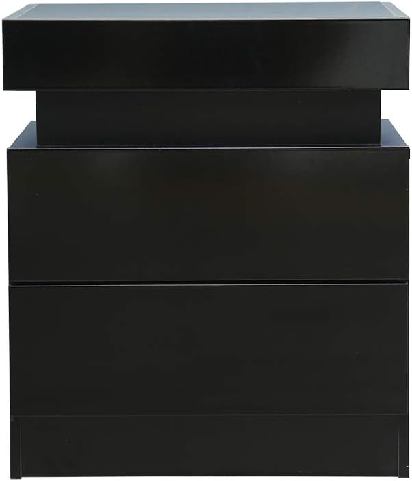 Black 2 Drawer LED Nightstand E399201