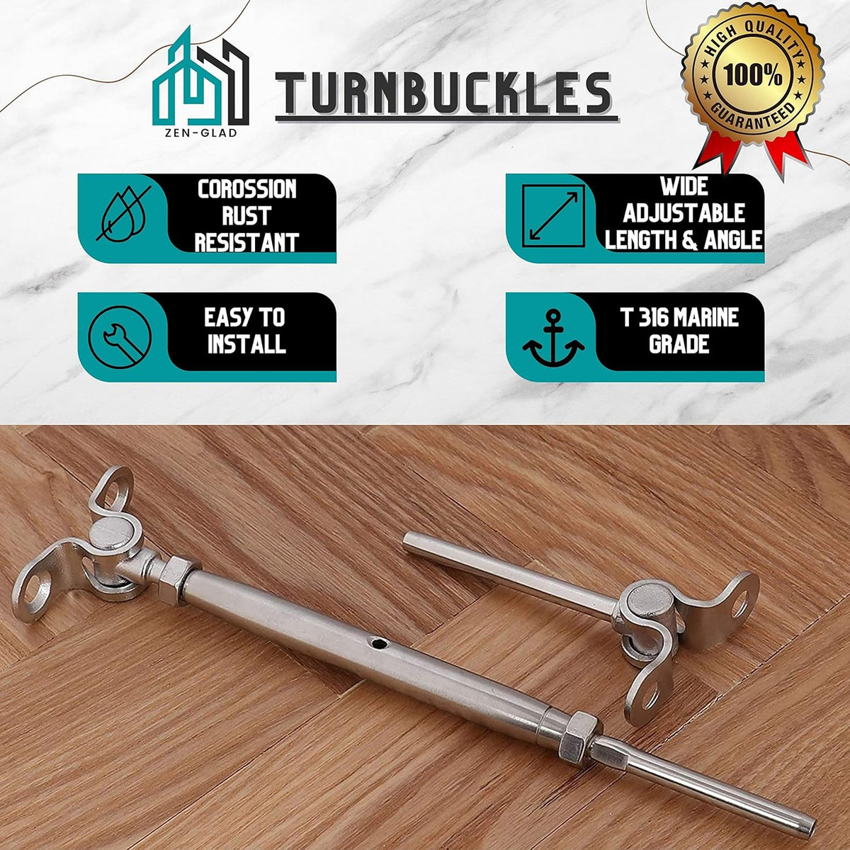 20 Sets T316 Stainless Steel Adjustable Angle Cable Railing Hardware Kit W78128