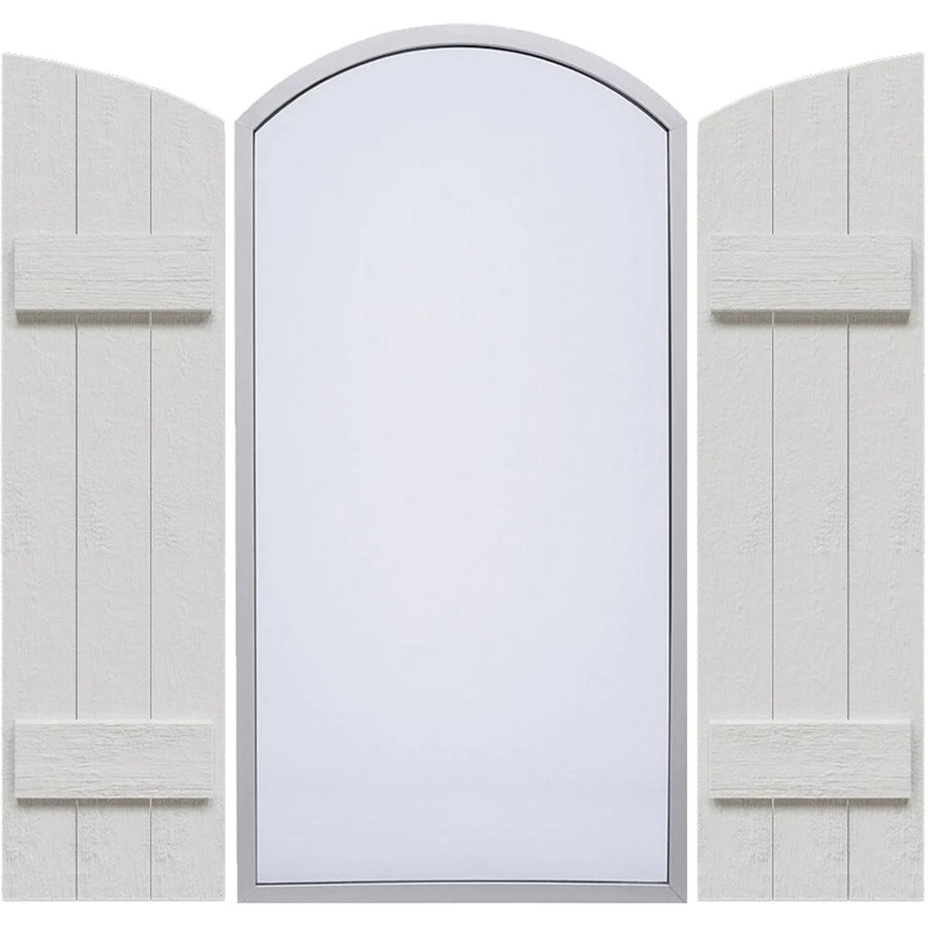 Rustic Faux Wood Shutters with Elliptical Arch Top L39227