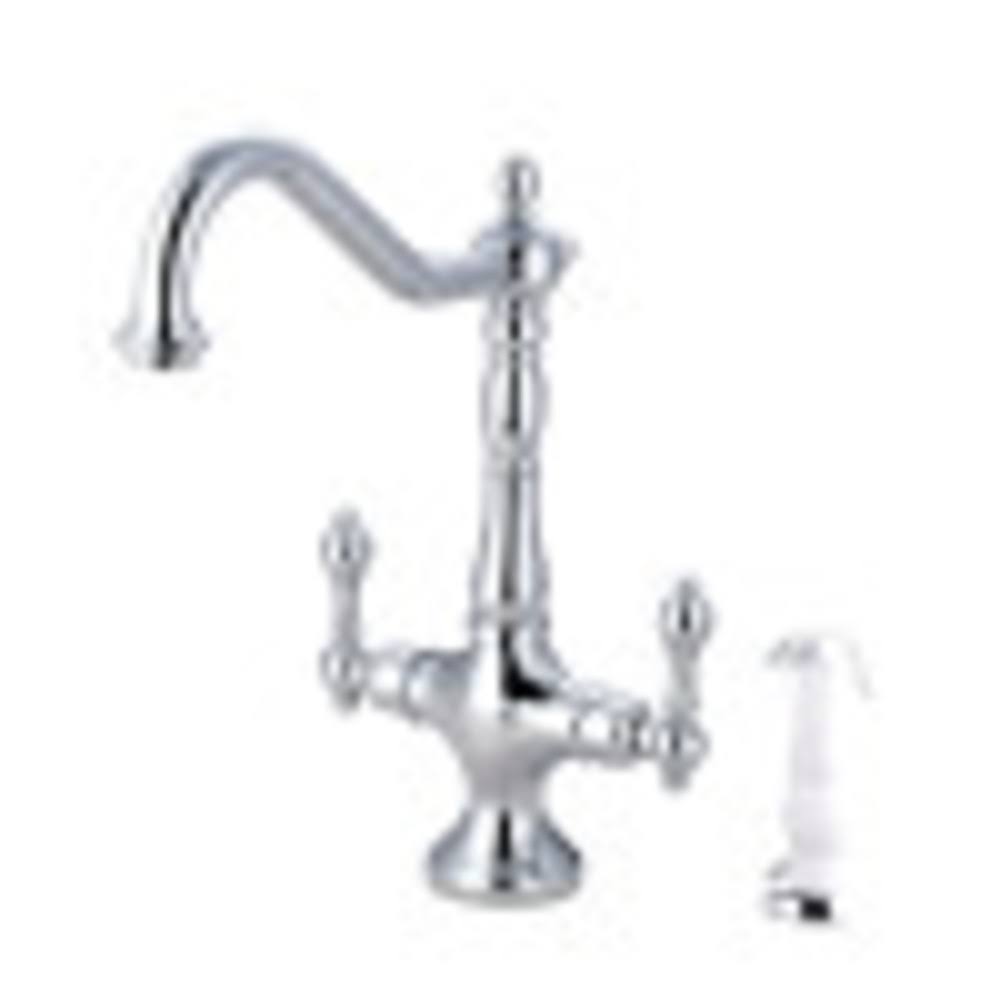 Polished Chrome Kitchen Faucet with White Sprayer L1569
