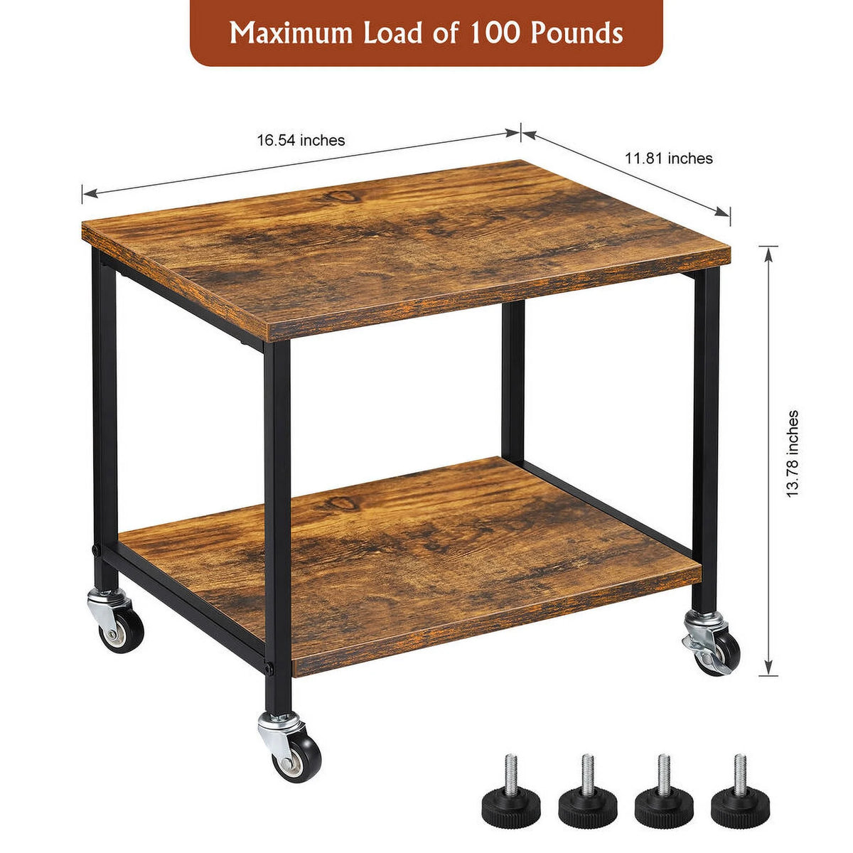 Under Desk Printer Stand 2 Tier with Wheels P35886