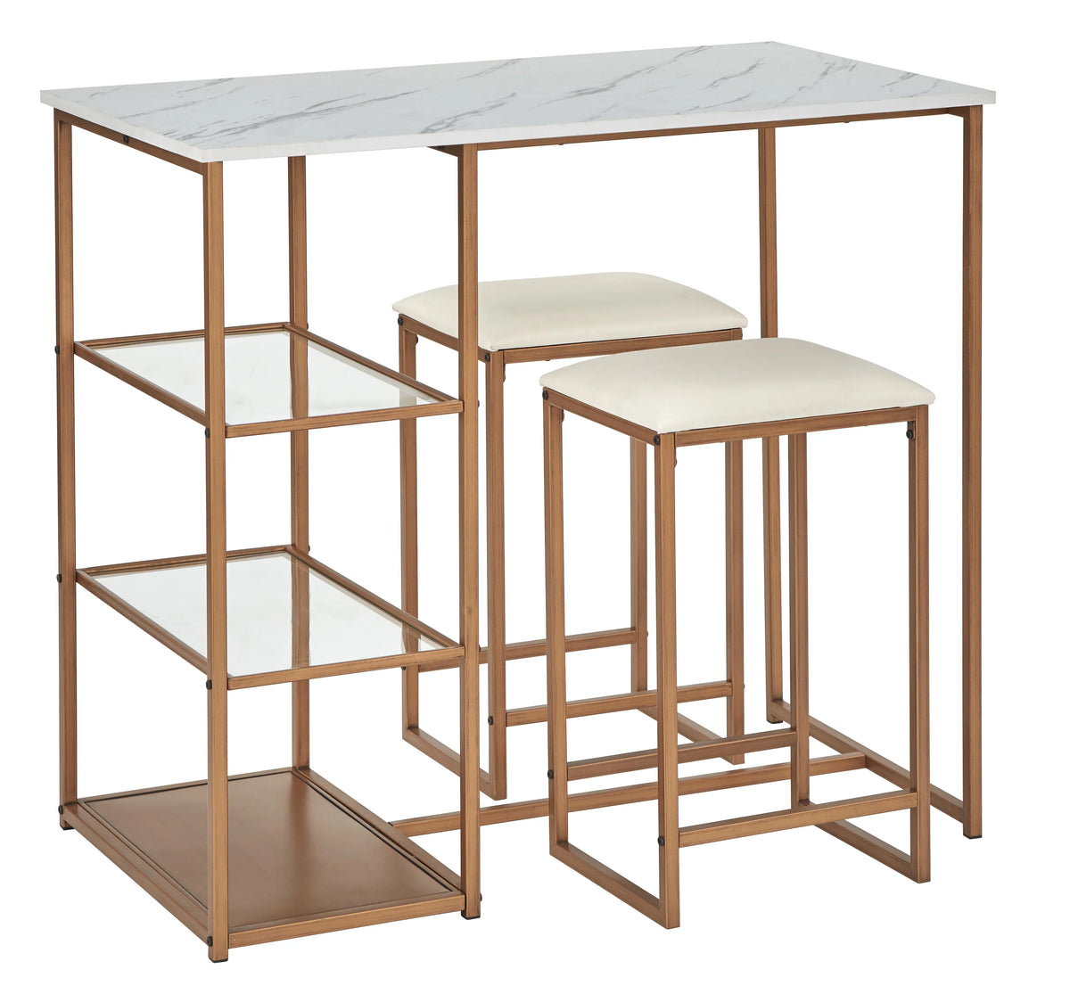 3-Piece Counter Height Dining Set with Table and 2 Stools D21052