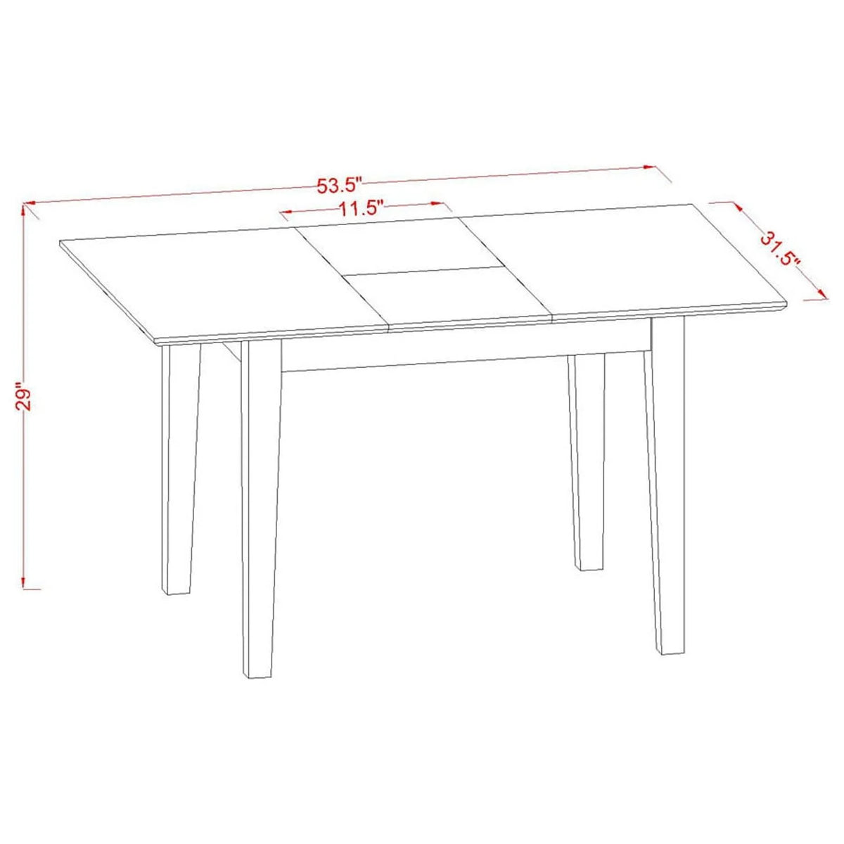 5 Pc Dining Set with Butterfly Leaf Table and Four Chairs B1035