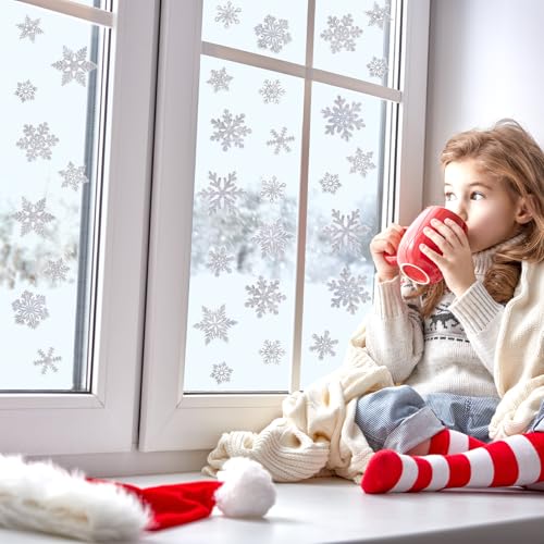 32Pcs Reusable Snowflake Window Decals N525