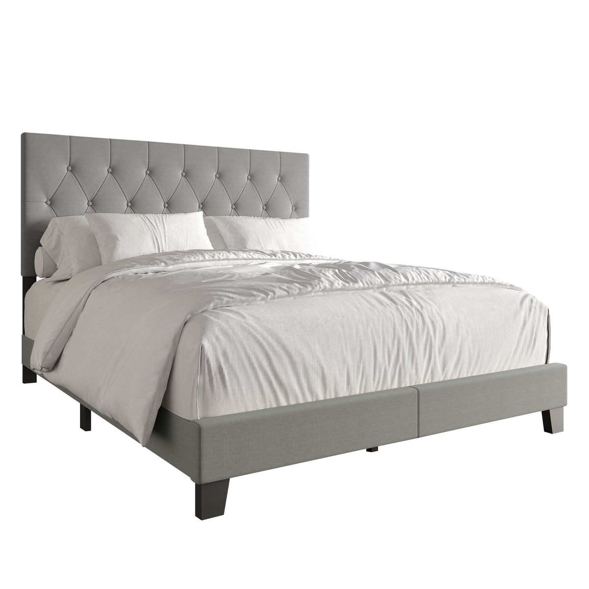 Beige Linen Upholstered Full Bed Y743