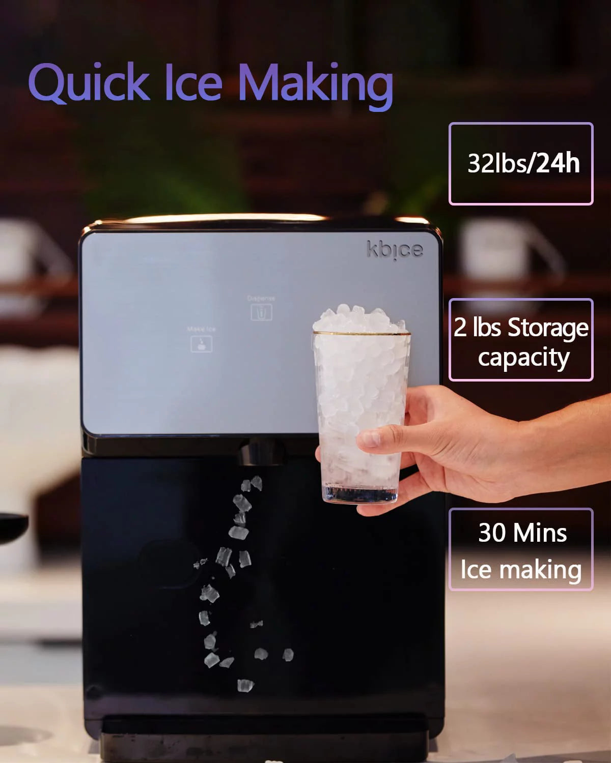 Self Dispensing Countertop Nugget Ice Maker, 32 lbs per Day K54016