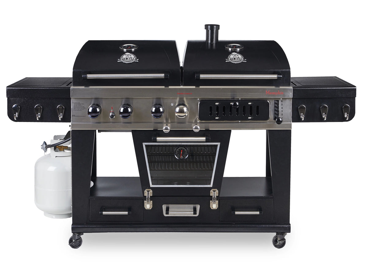 Gas and Charcoal Combo Grill with Electric Smoker Y66740