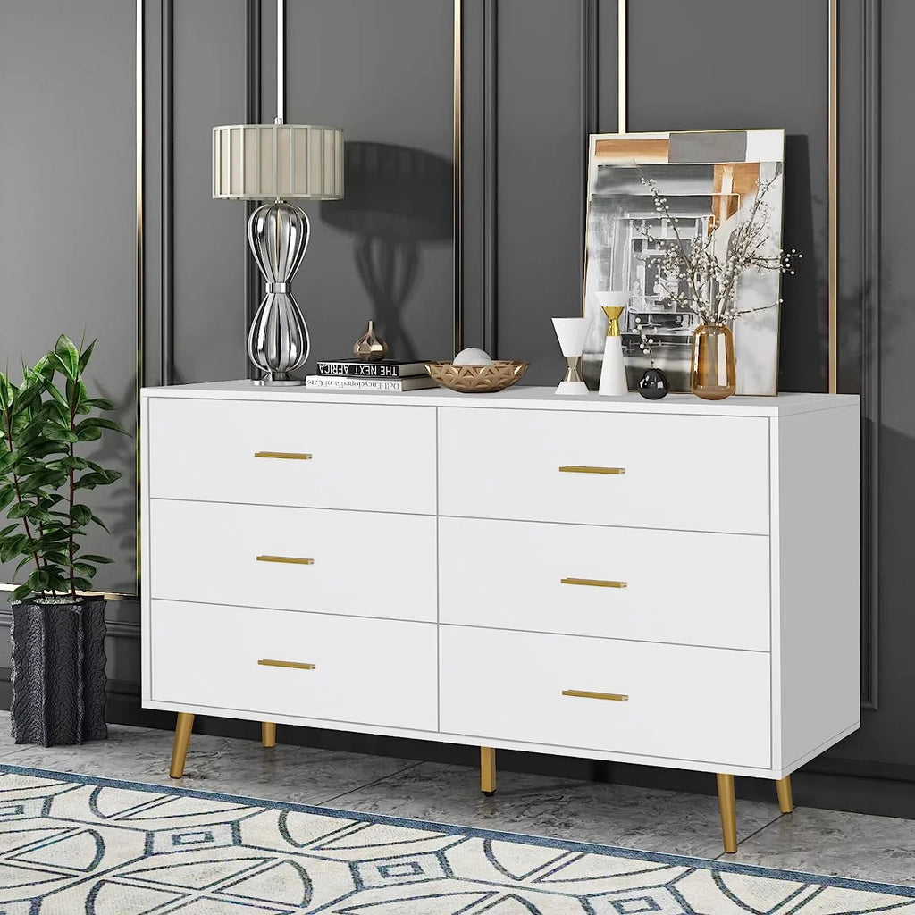 Wood 6 Drawer Dresser with Metal Handles M94382