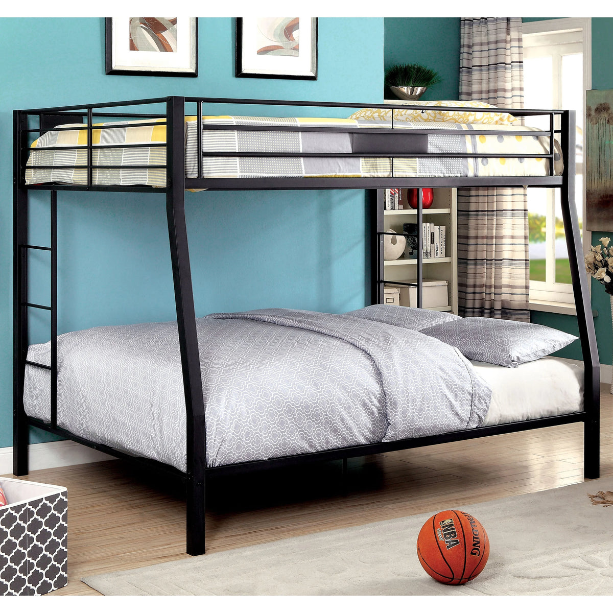Black Full over Queen Metal Bunk Bed Y213011