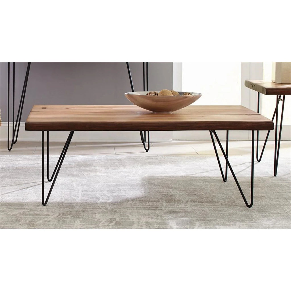 Mid-Century Wood Coffee Table with Hairpin Legs S891