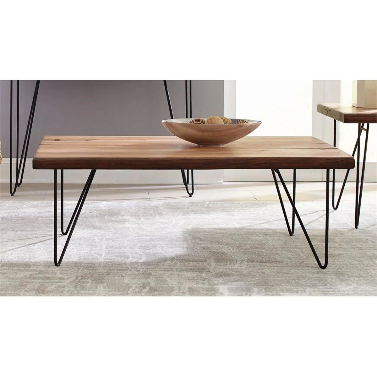 Mid-Century Wood Coffee Table with Hairpin Legs S891
