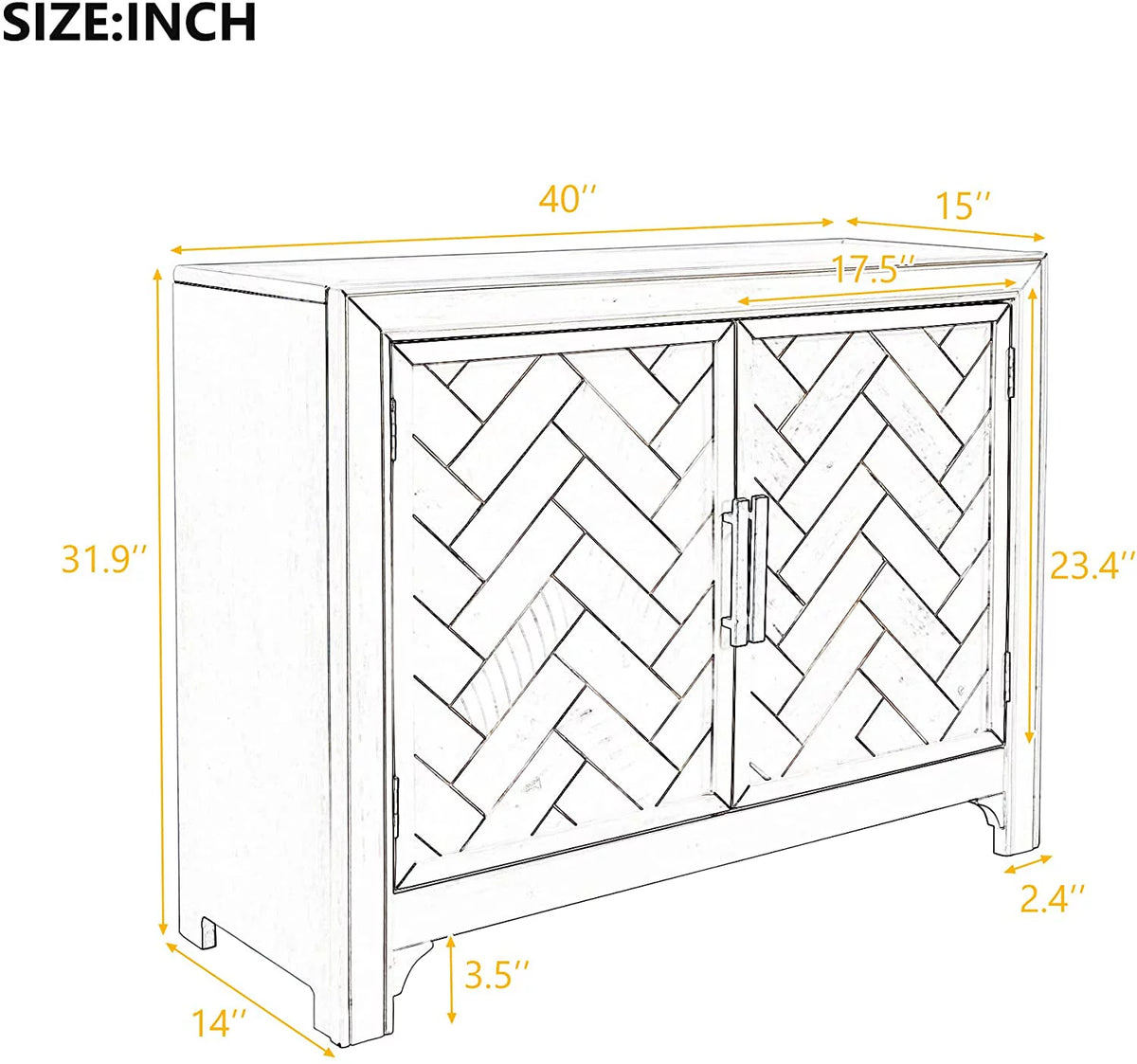 Wood Storage Cabinet Console Table 2-Door 2-Shelf F27516