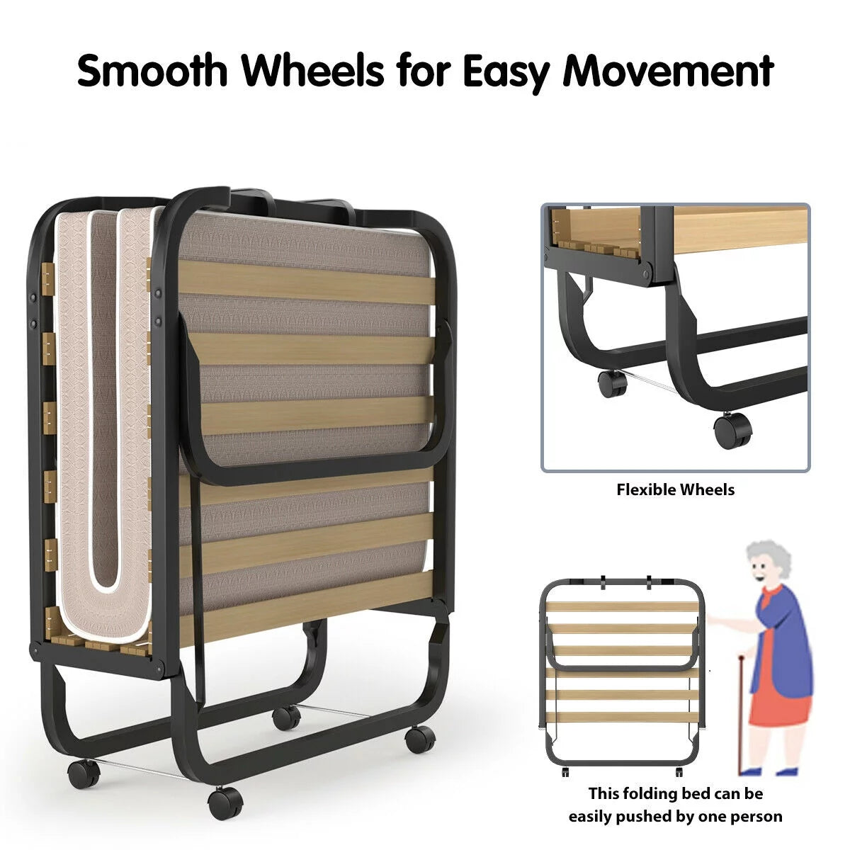 Folding Bed with Memory Foam Mattress F9902