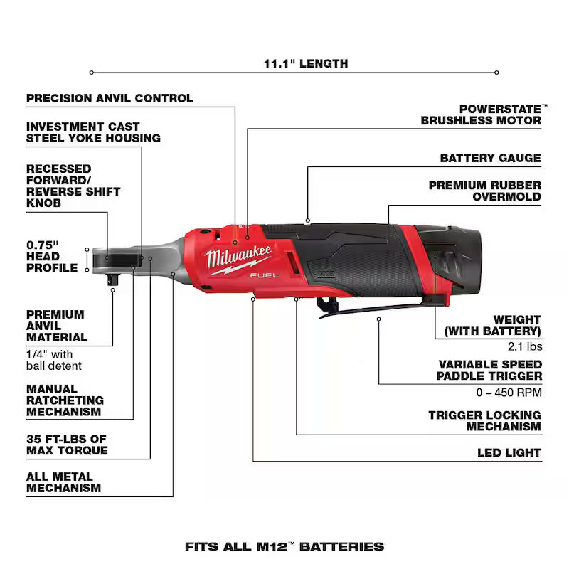 12V Lithium-Ion Brushless Cordless 1/4 in. Ratchet Kit J19841