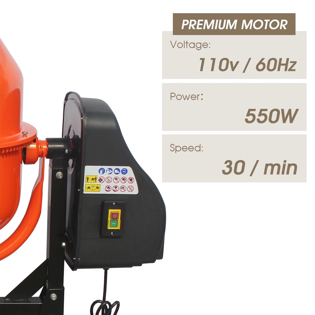 4/5HP Electric Concrete Cement Mixer 5 Cu Ft X788