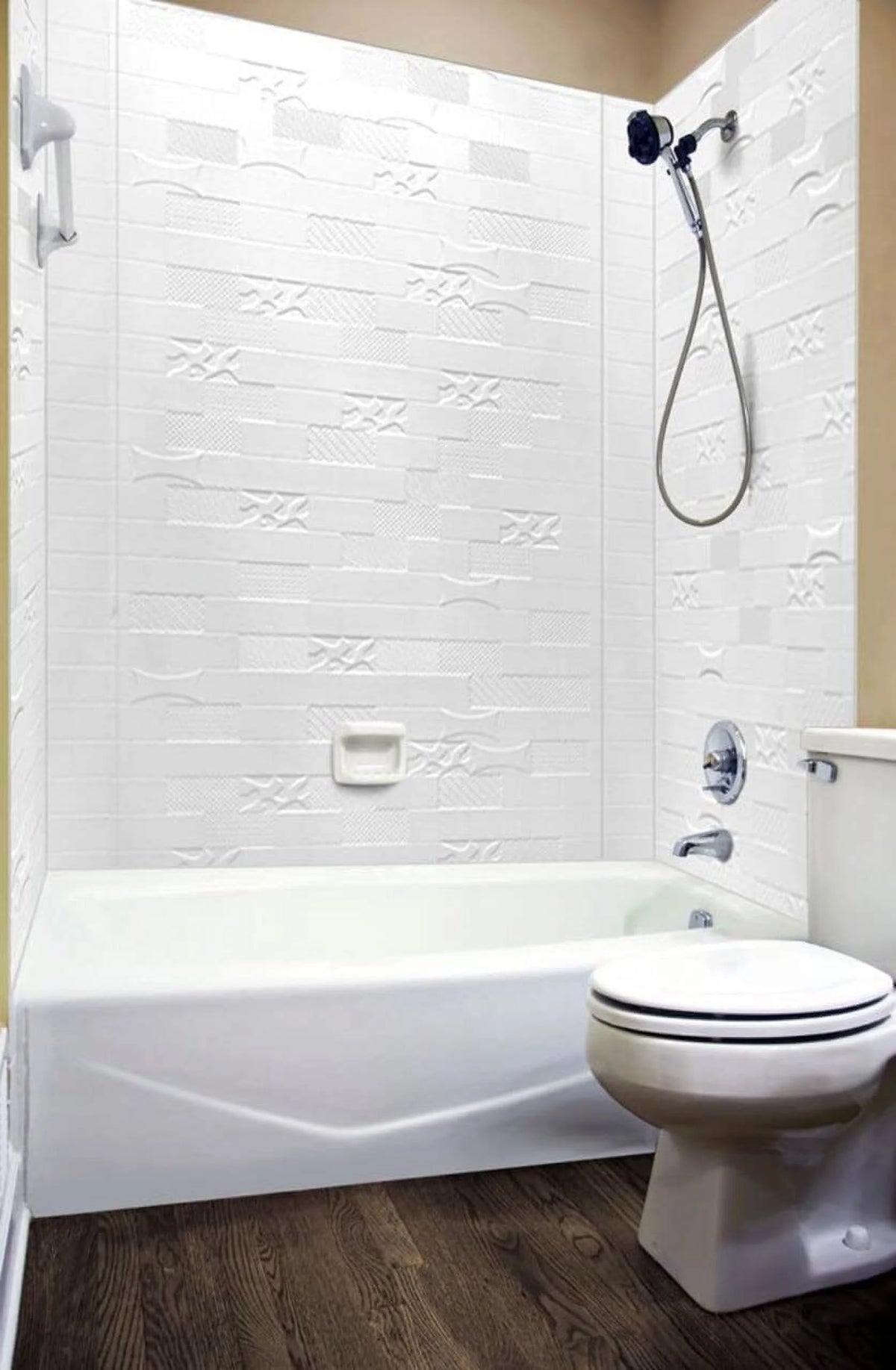 PVC Glue-up Tub and Shower Wall Panels Surround in Gloss White C7078