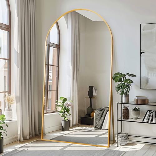 Arched Full Length Tempered Mirror with Aluminum Alloy Frame J3798