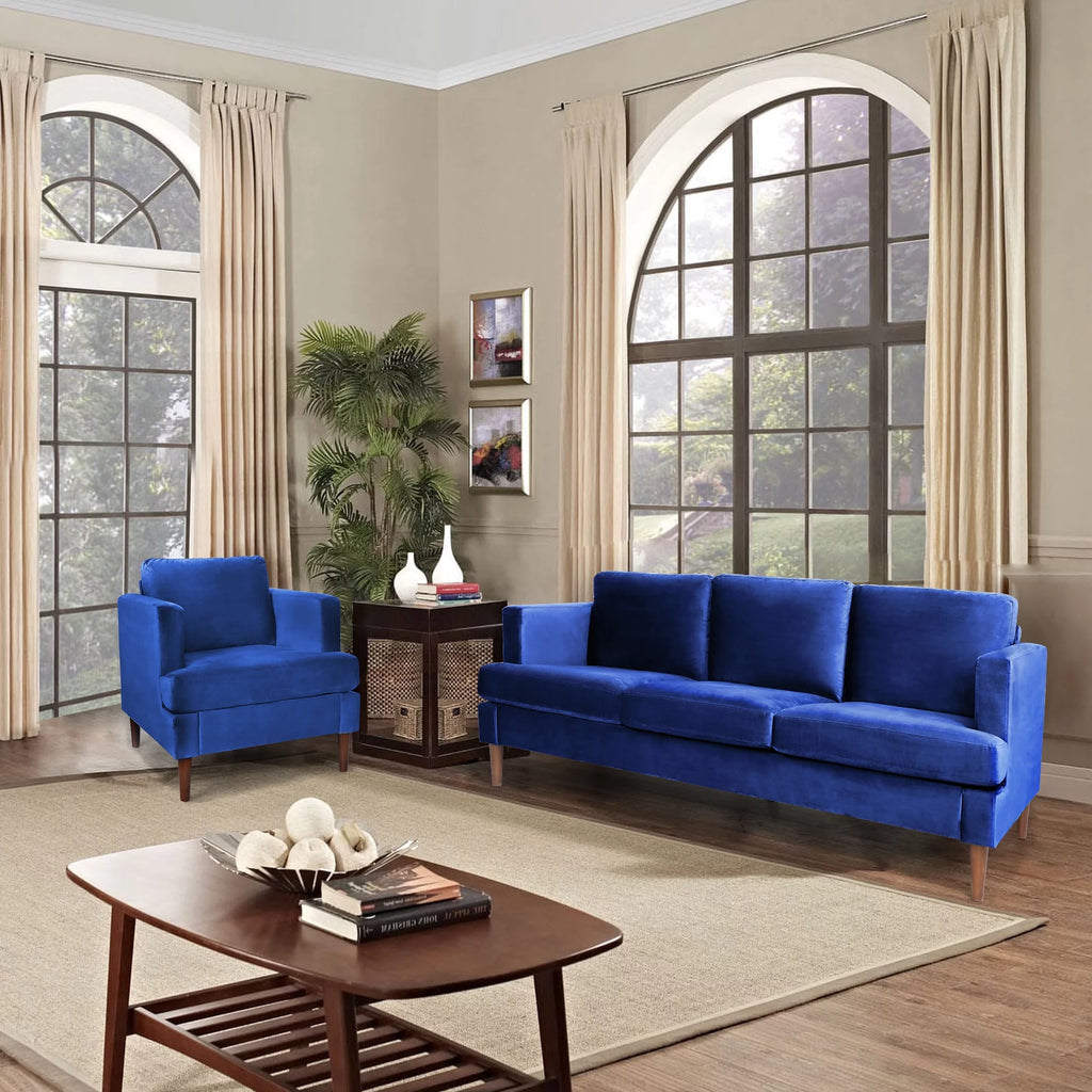 Blue Velvet 2 Piece Sofa Set F2128