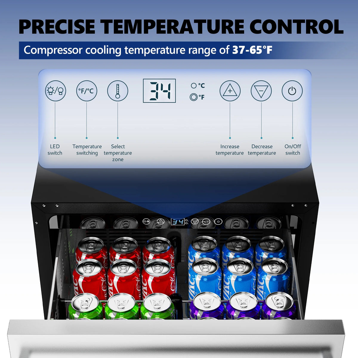 4.9Cu.ft. Double Drawer Stainless Steel Beverage Refrigerator B7823