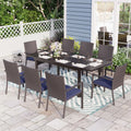9-Piece Wicker Rattan and Steel Patio Dining Set X416196