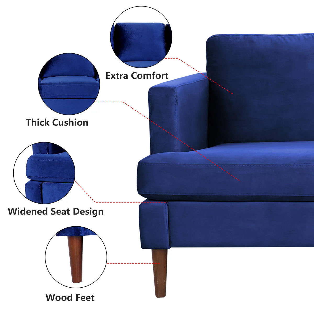 Blue Velvet 2 Piece Sofa Set F2128