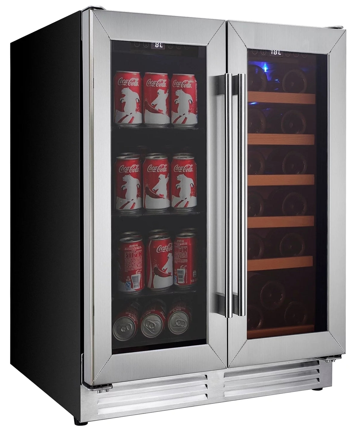 18 Bottles and 56 Cans 24 Inch Dual Zone Wine Cooler and Beverage Fridge S7116