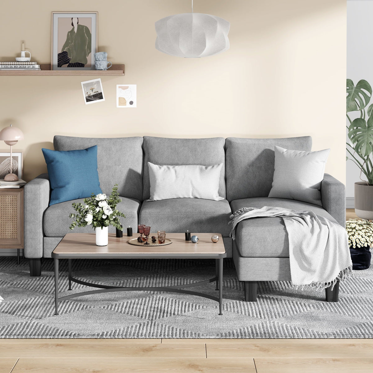 Light Gray L-Shaped Sectional Sofa X267
