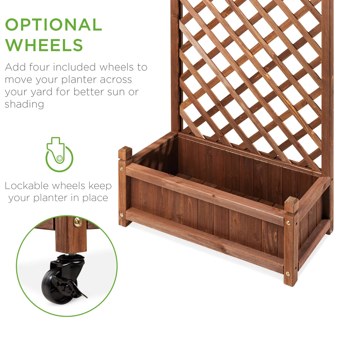 48in Wood Planter Box with Trellis L519844